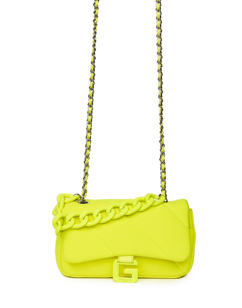 BORSA A TRACOLLA GIALLO FLUO CON CATENA