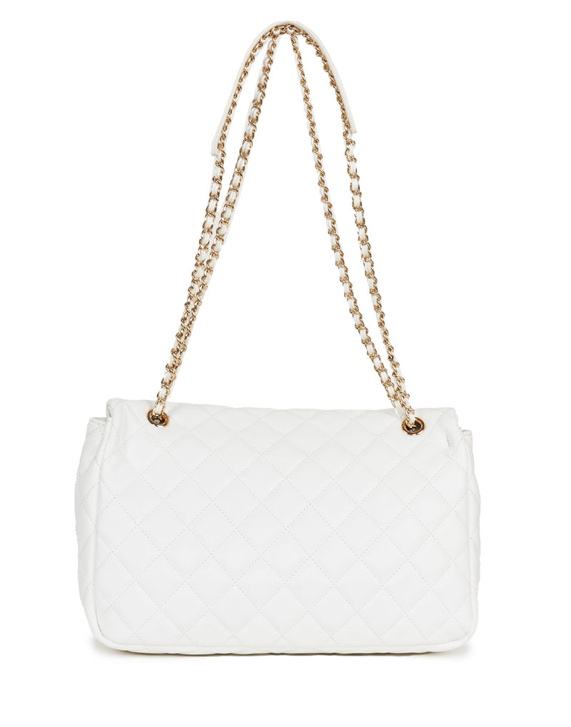 BORSA BAGUETTE CON BORCHIE A TRACOLLA BIANCO