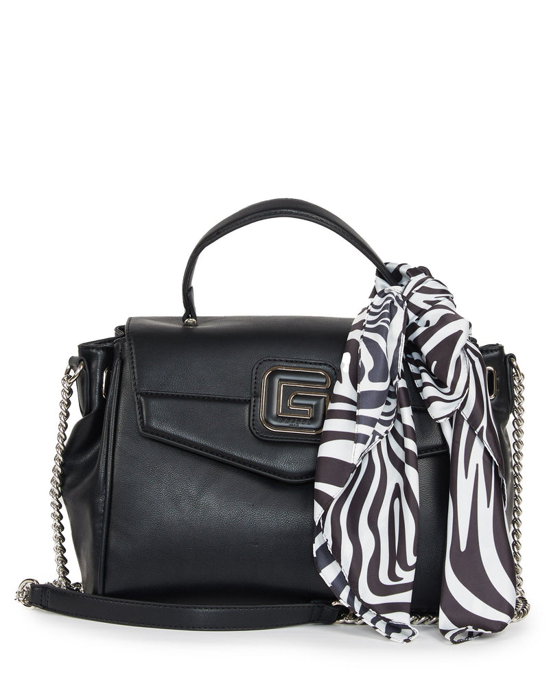 BORSA A TRACOLLA MEDIA CON FOULARD NERO