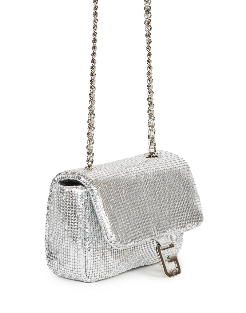 BORSA A TRACOLLA STRASS ARGENTO