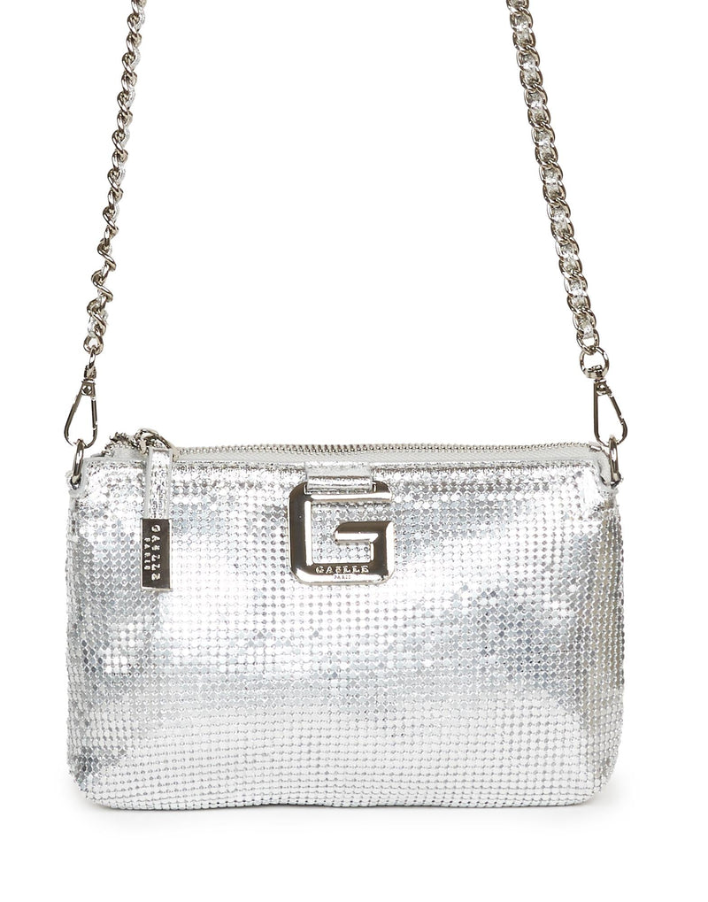 BORSA A TRACOLLA PIATTA CON STRASS ARGENTO