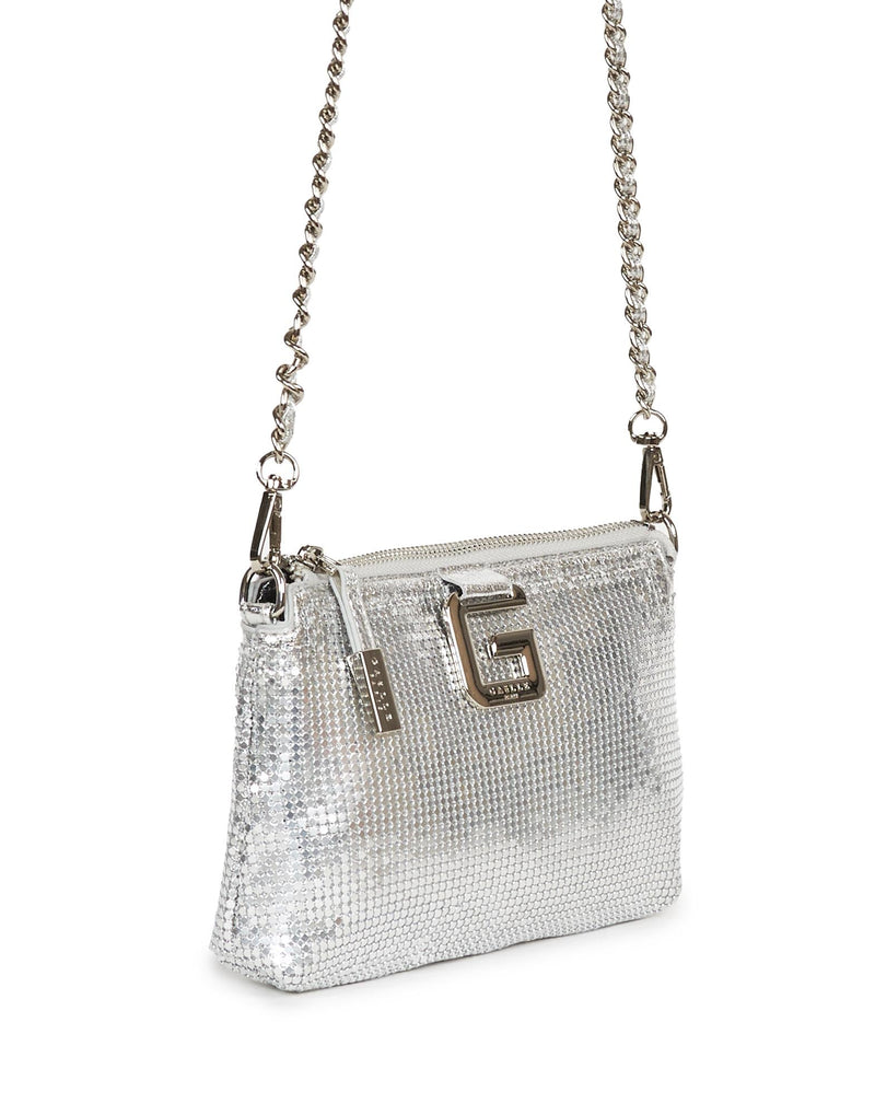 BORSA A TRACOLLA PIATTA CON STRASS ARGENTO