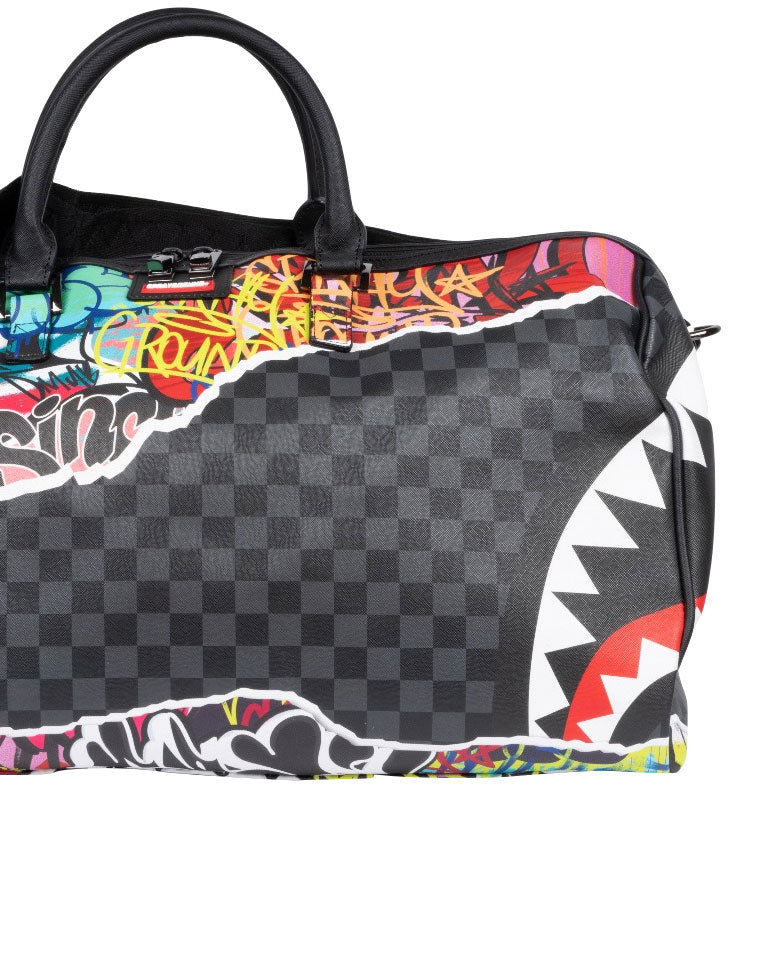 BORSONE PULL AWAY CON SCACCHI E GRAFFITI MULTICOLO