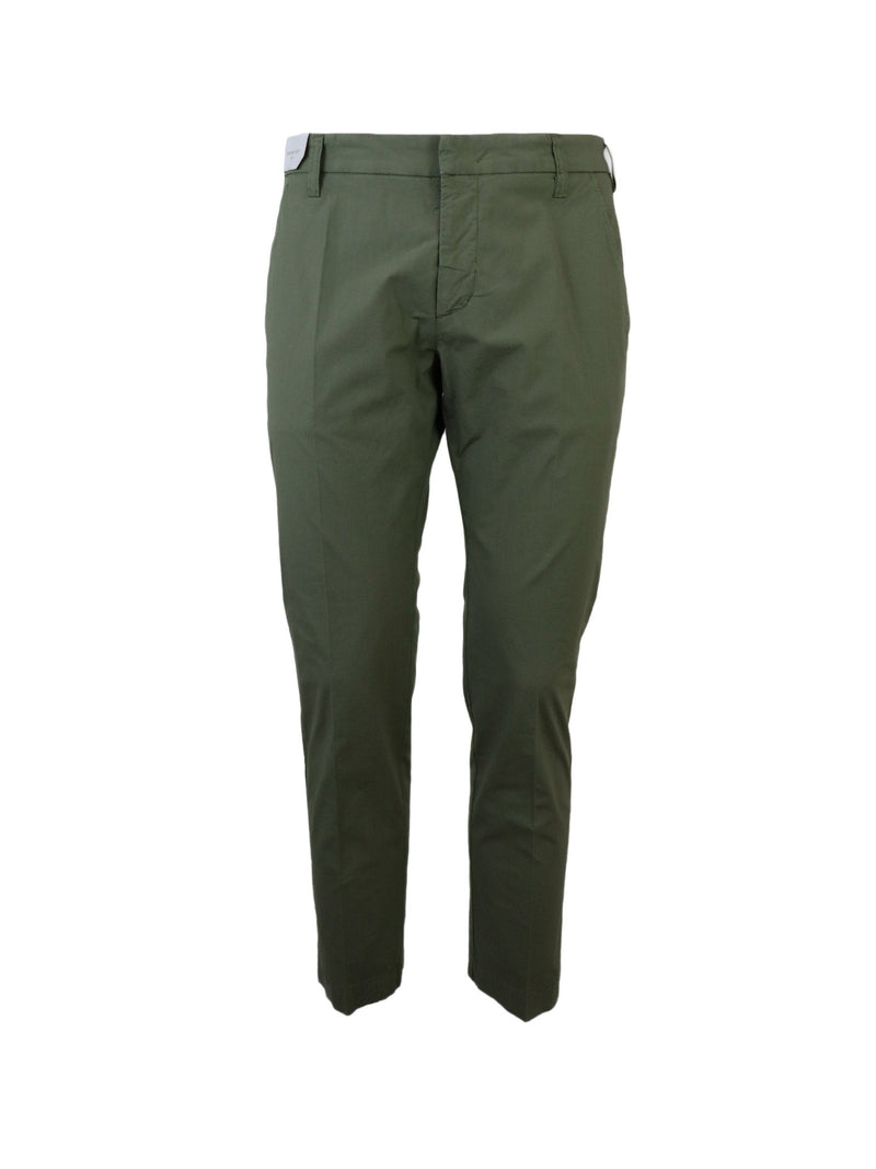 PANTALONI IN COTONE VERDE MILITARE CON TASCA AMERI