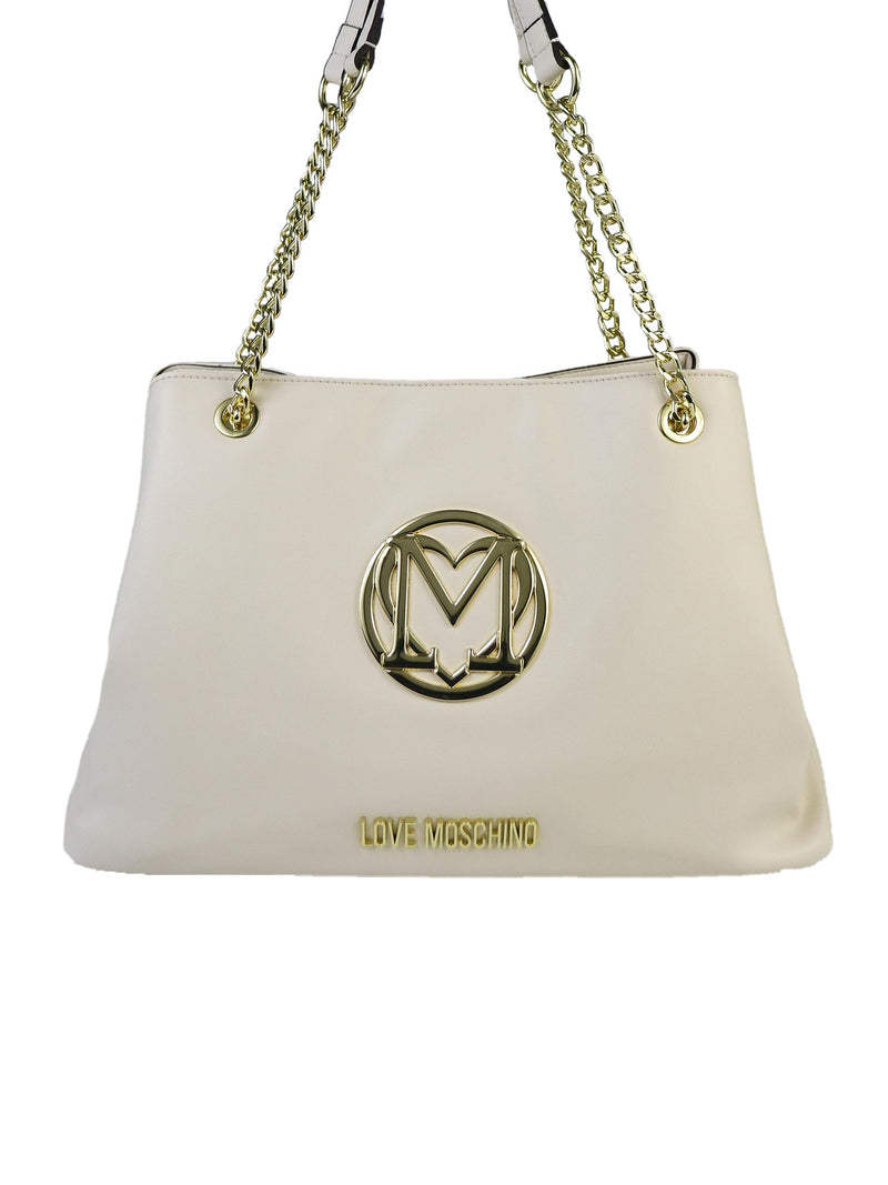 BORSA A SPALLA AVORIO CON LOGO LM