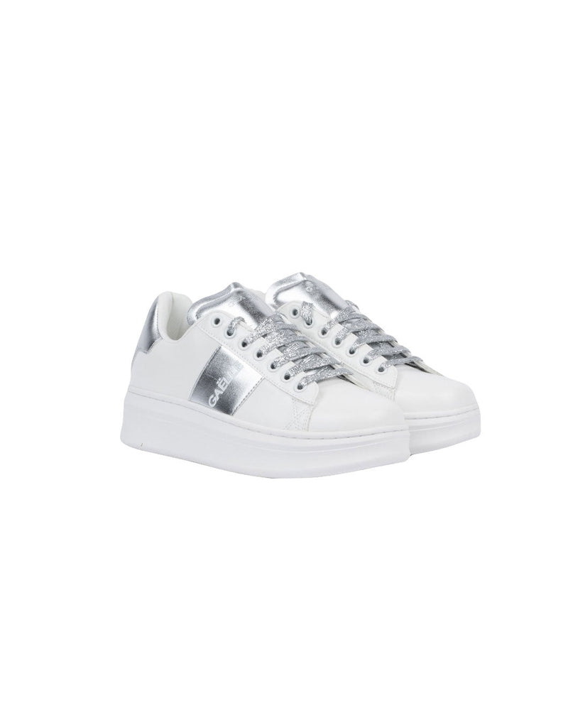 SNEAKERS BIANCHE CON FASCIA ARGENTO