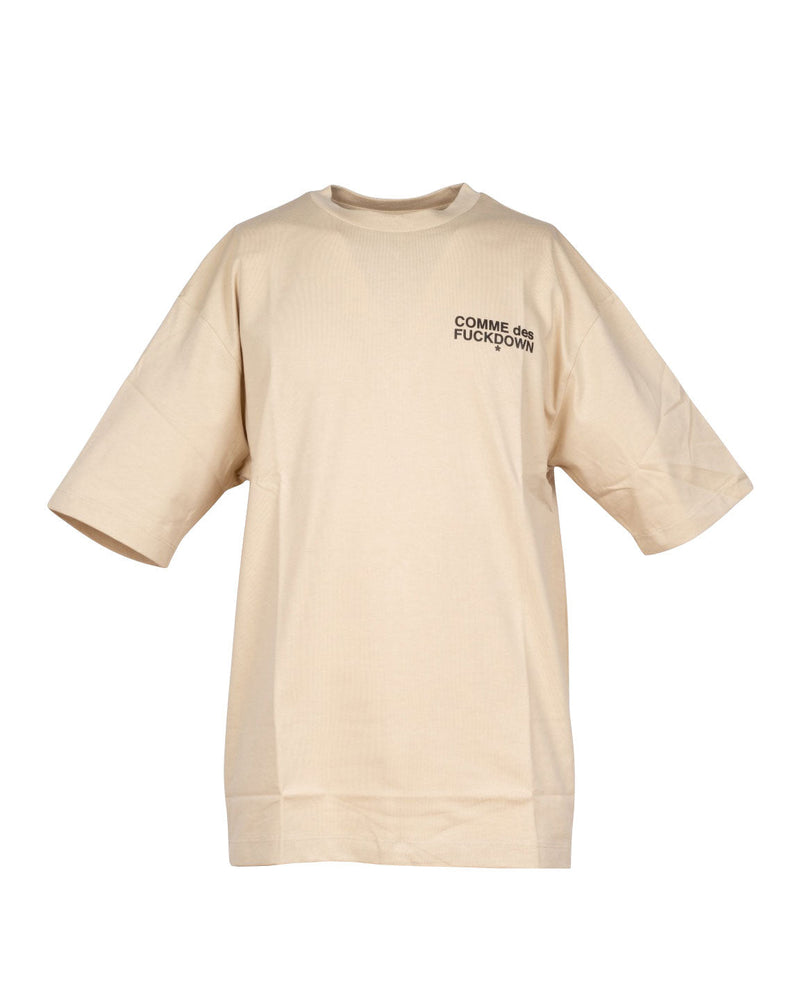 T-SHIRT BEIGE CON LOGO CIRCOLARE  POSTERIORE