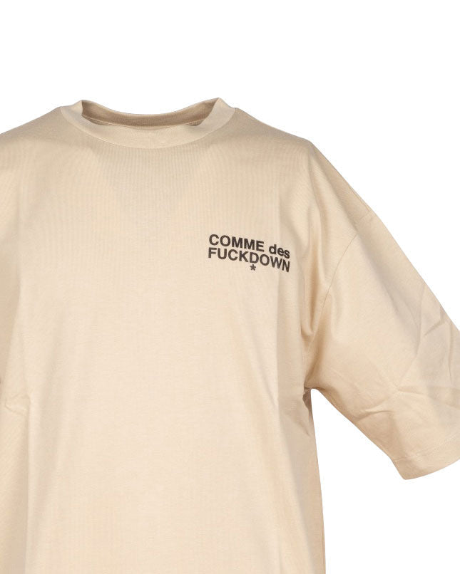 T-SHIRT BEIGE CON LOGO CIRCOLARE  POSTERIORE