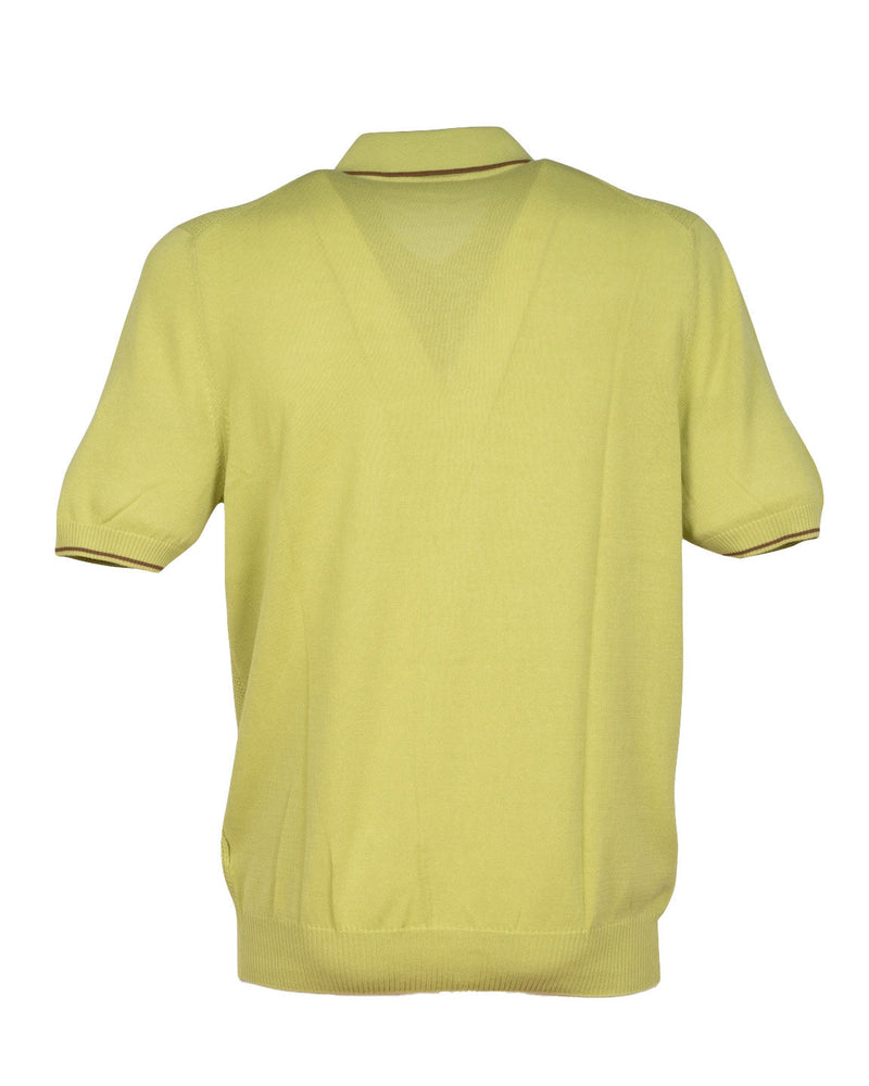 POLO CON TASCHINO IN MAGLIA DI COTONE VERDE ACIDO