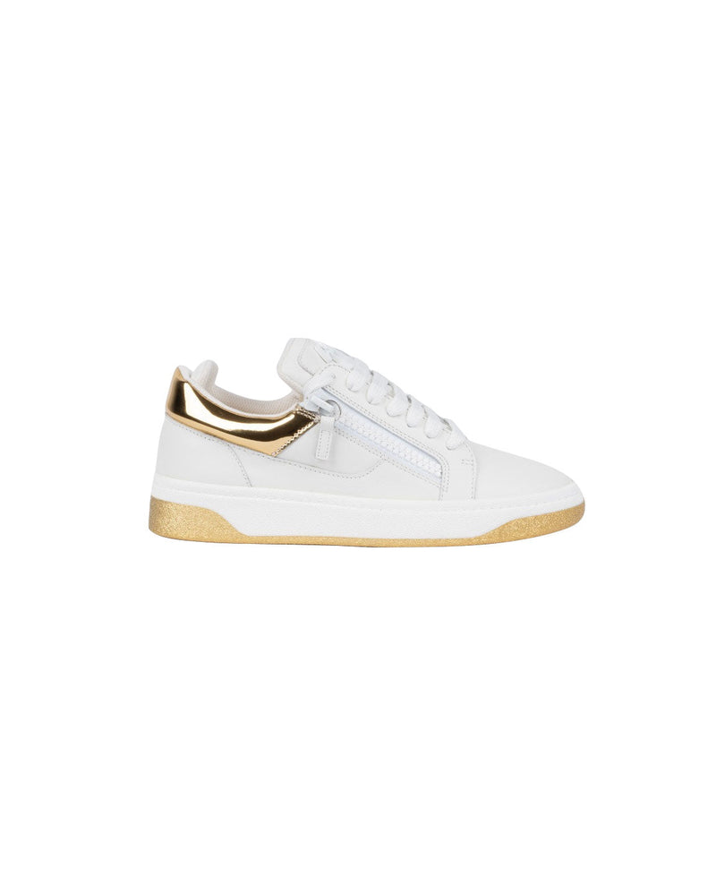 SNEAKERS BASSE BIANCHE E ORO