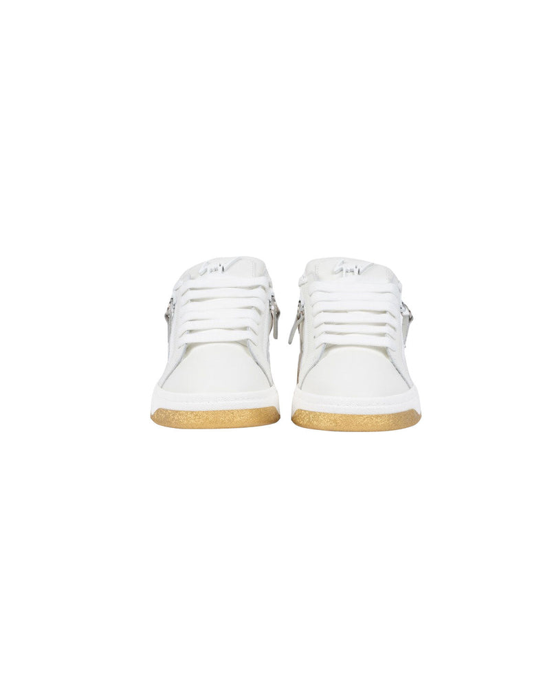 SNEAKERS BASSE BIANCHE E ORO