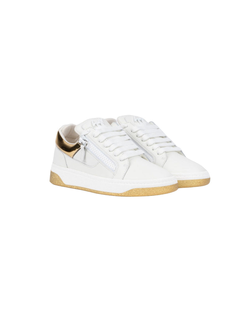 SNEAKERS BASSE BIANCHE E ORO