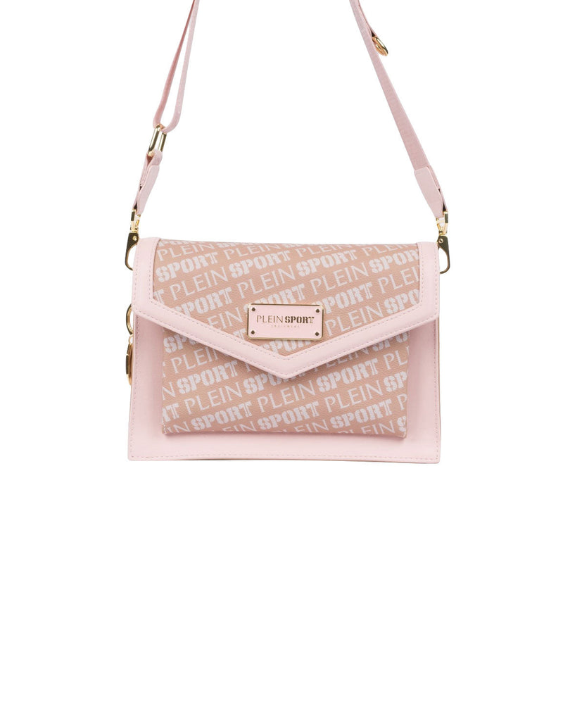 BORSA A TRACOLLA LOGATA BEIGE E ROSA