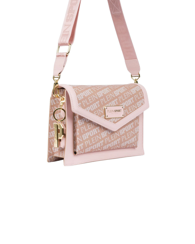 BORSA A TRACOLLA LOGATA BEIGE E ROSA