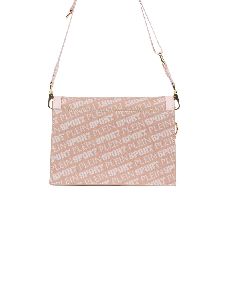 BORSA A TRACOLLA LOGATA BEIGE E ROSA