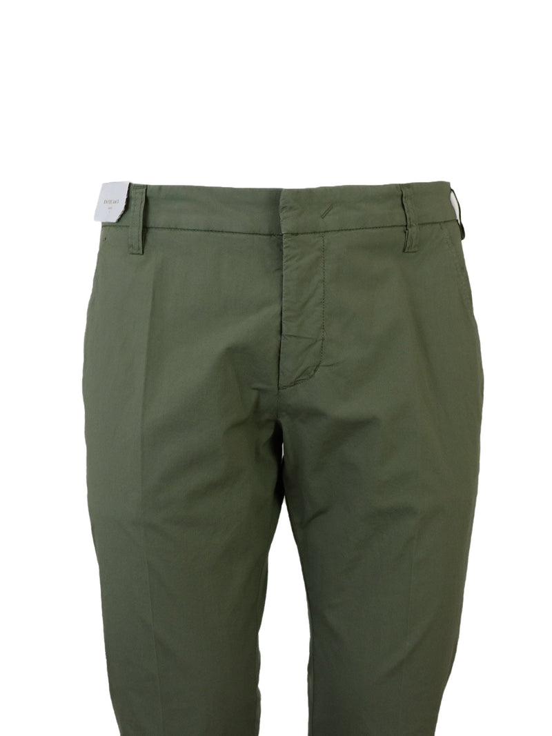 PANTALONI IN COTONE VERDE MILITARE CON TASCA AMERI