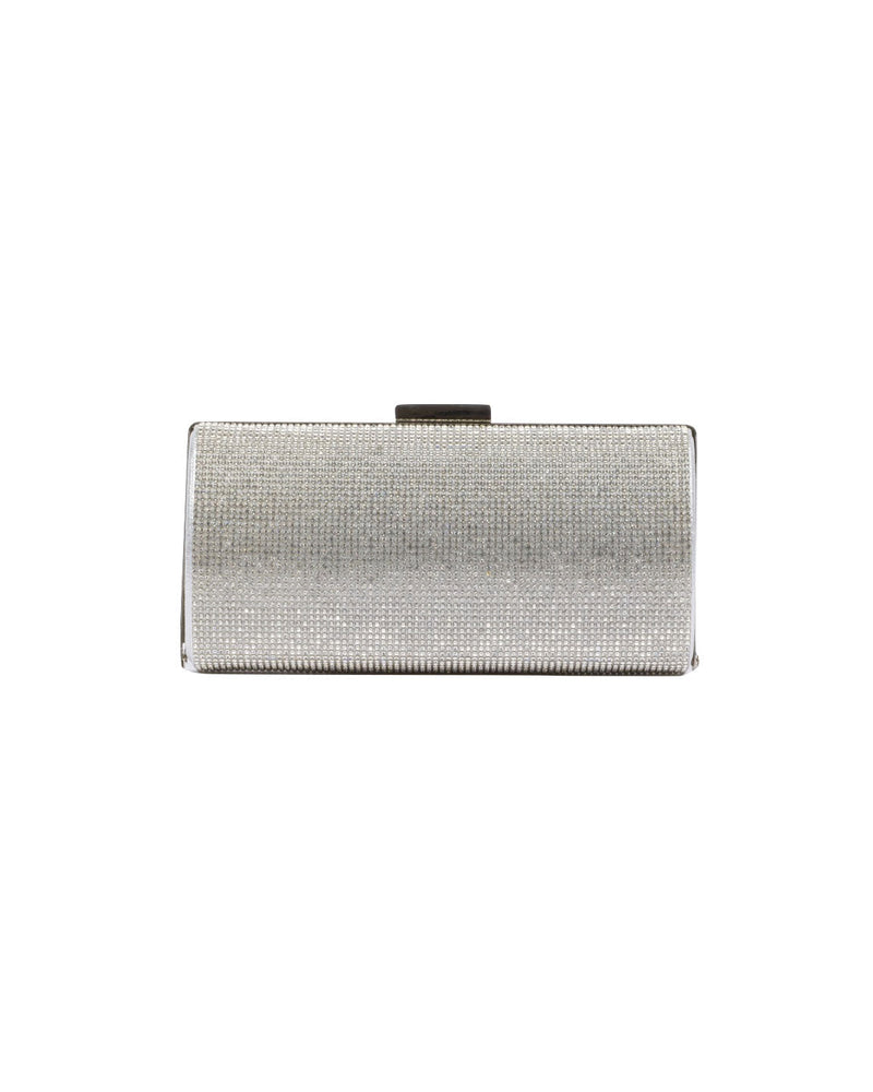 BORSA CLUTCH A CILINDRO ARGENTO CON STRASS