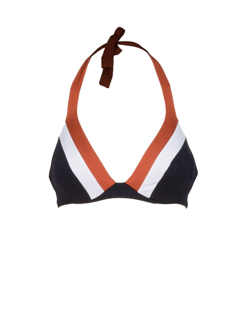 BIKINI TRIANGOLO NERO MARRONE E BIANCO