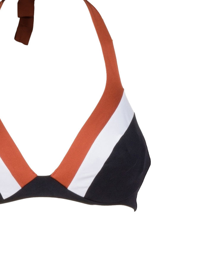 BIKINI TRIANGOLO NERO MARRONE E BIANCO