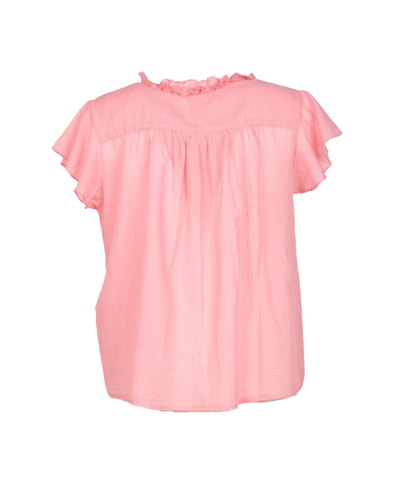 BLUSA ROSA CON ROUCHES