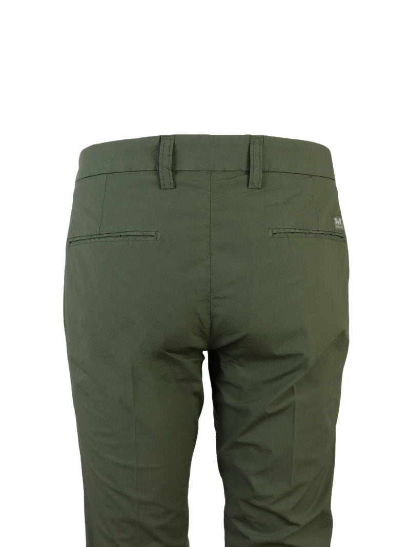 PANTALONI IN COTONE VERDE MILITARE CON TASCA AMERI