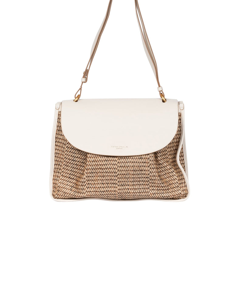 BORSA A TRACOLLA BEIGE E RAFIA