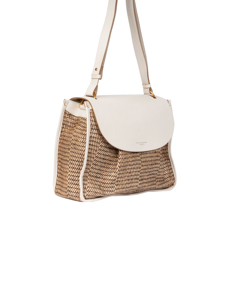 BORSA A TRACOLLA BEIGE E RAFIA