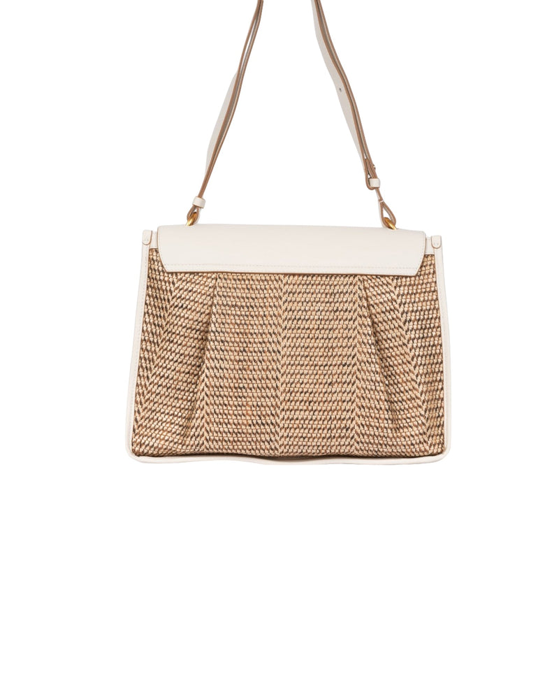 BORSA A TRACOLLA BEIGE E RAFIA