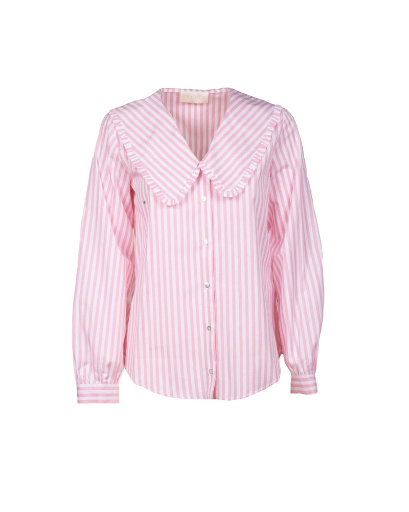 CAMICIA A RIGHE BIANCA E ROSA