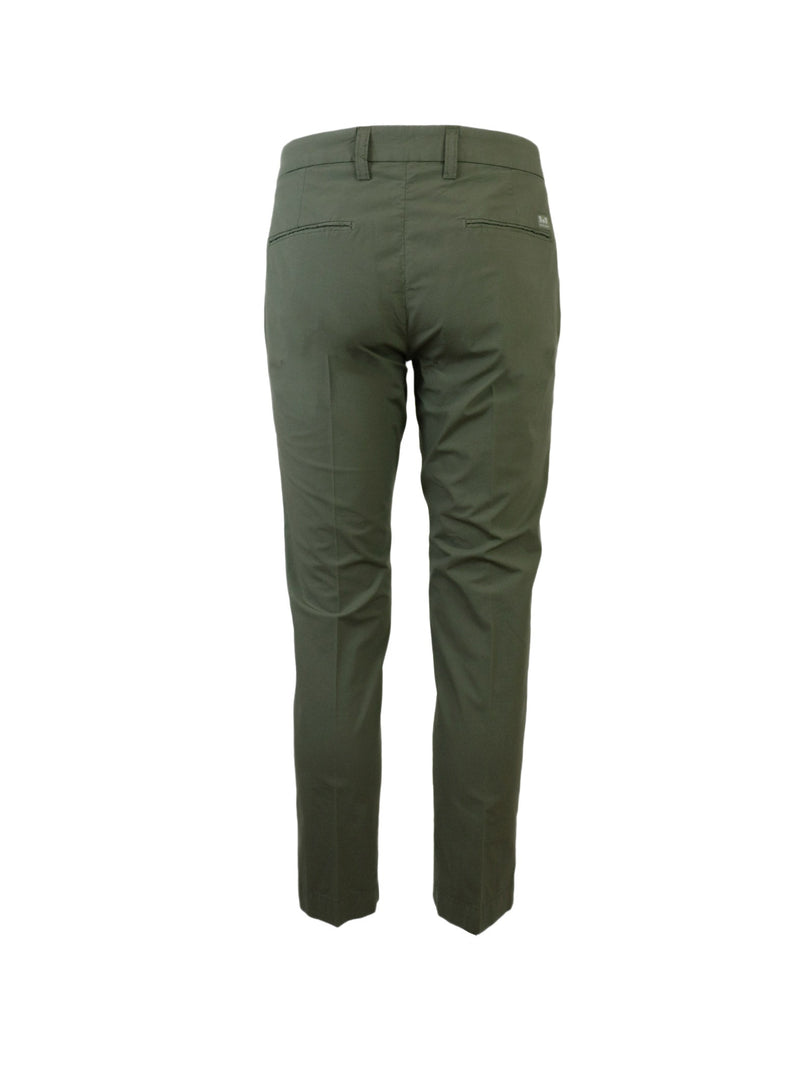 PANTALONI IN COTONE VERDE MILITARE CON TASCA AMERI