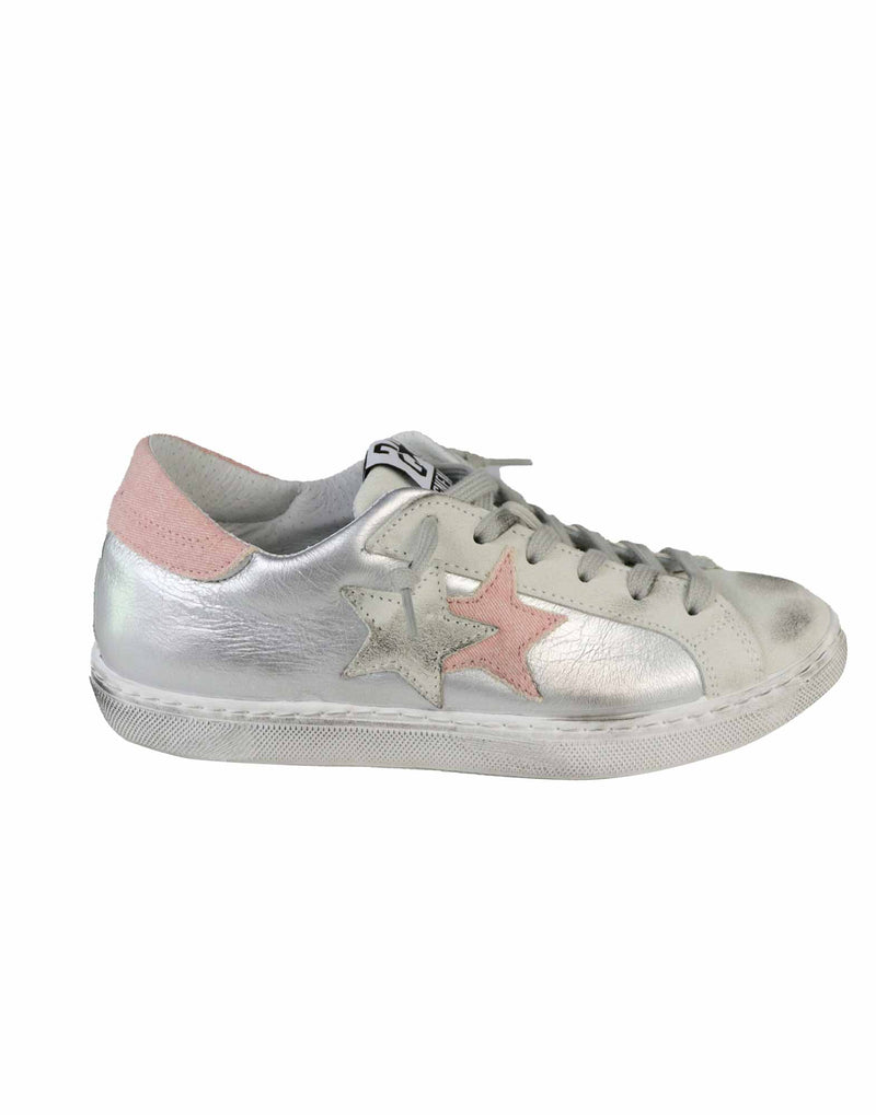 SNEAKERS ARGENTATE E ROSA