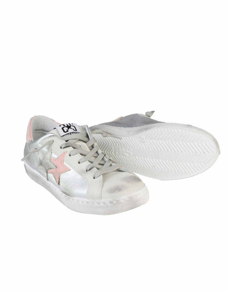 SNEAKERS ARGENTATE E ROSA