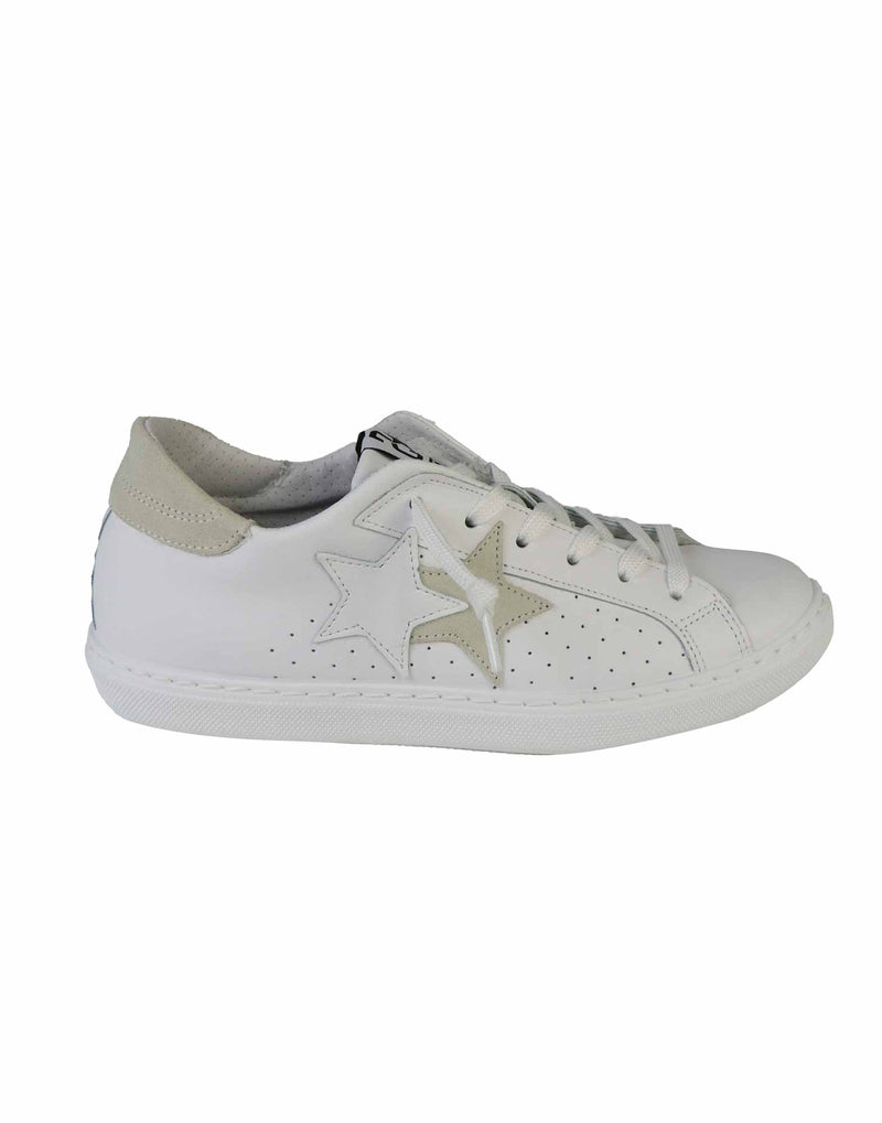 SNEAKERS IN VITELLO BIANCO E BEIGE