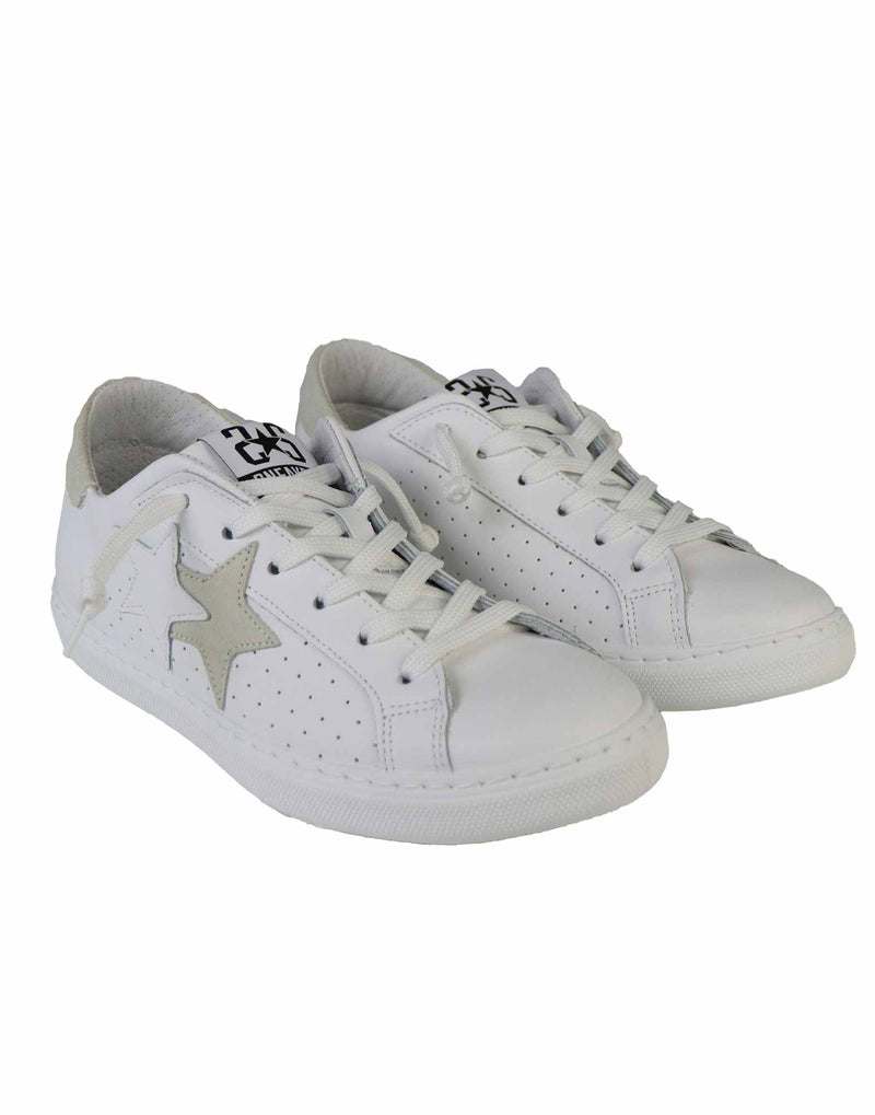 SNEAKERS IN VITELLO BIANCO E BEIGE