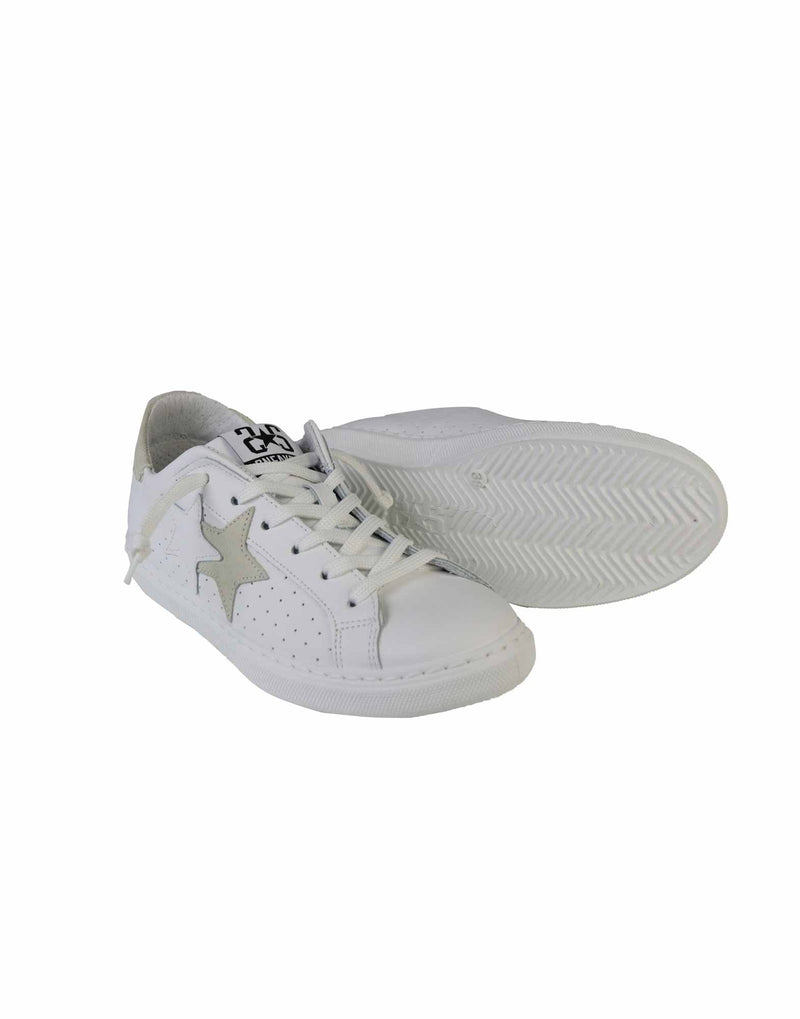 SNEAKERS IN VITELLO BIANCO E BEIGE