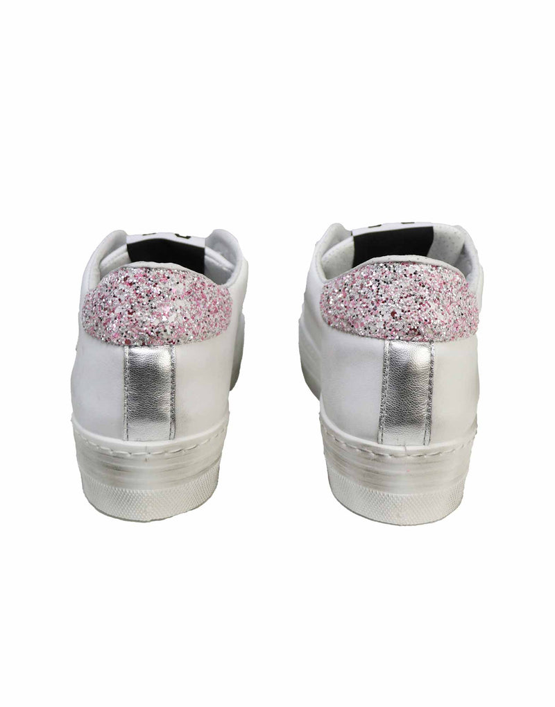 SNEAKERS PLATFORM IN VITELLO BIANCO E GLITTERATE R