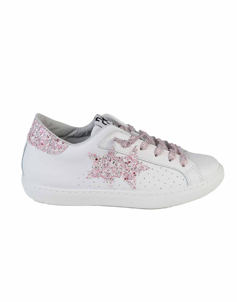 SNEAKER IN VITELLO GLITTER ROSA