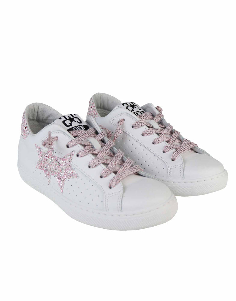 SNEAKER IN VITELLO GLITTER ROSA