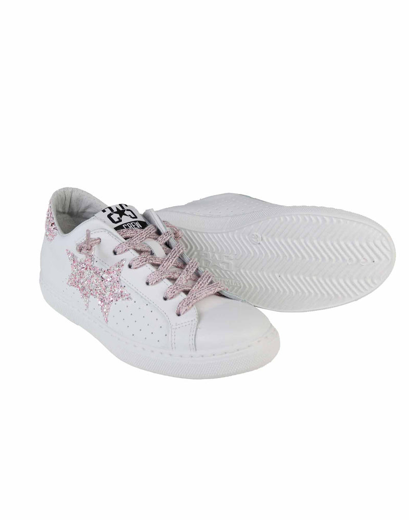 SNEAKER IN VITELLO GLITTER ROSA