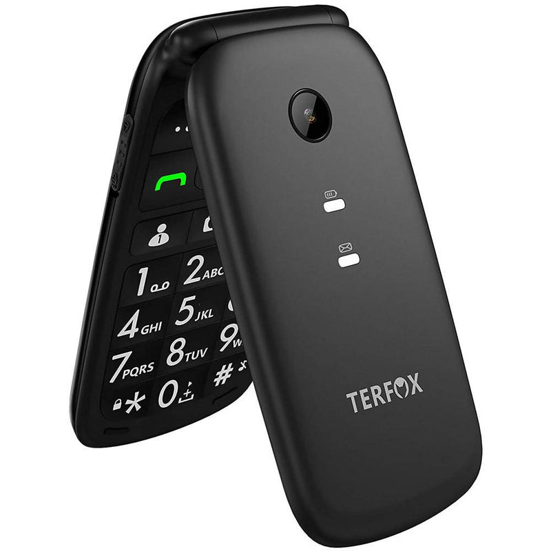 Terfox Senior Phone Display 2.4" con Tasti Grandi + Tasto SOS Bluetooth Colore Nero - Europa